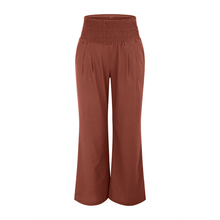 Olivenorma - Pantaloni da salotto da donna a vita alta, larghi e tinta unita, con tasche - image 19