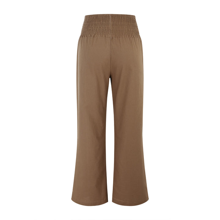 Olivenorma - Pantaloni da salotto da donna a vita alta, larghi e tinta unita, con tasche - image 28