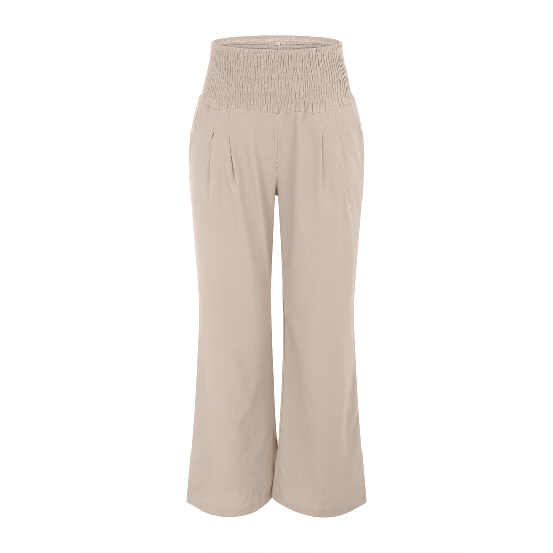 Olivenorma - Pantaloni da salotto da donna a vita alta, larghi e tinta unita, con tasche - image 3
