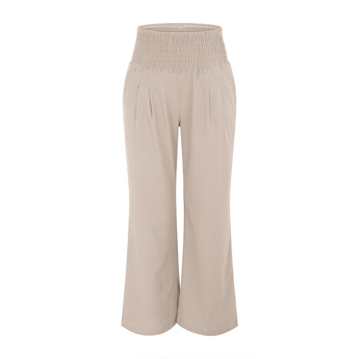 Olivenorma - Pantaloni da salotto da donna a vita alta, larghi e tinta unita, con tasche - image 3
