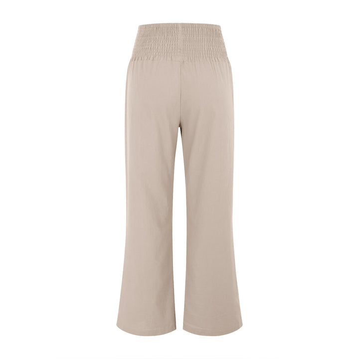 Olivenorma - Pantaloni da salotto da donna a vita alta, larghi e tinta unita, con tasche - image 5