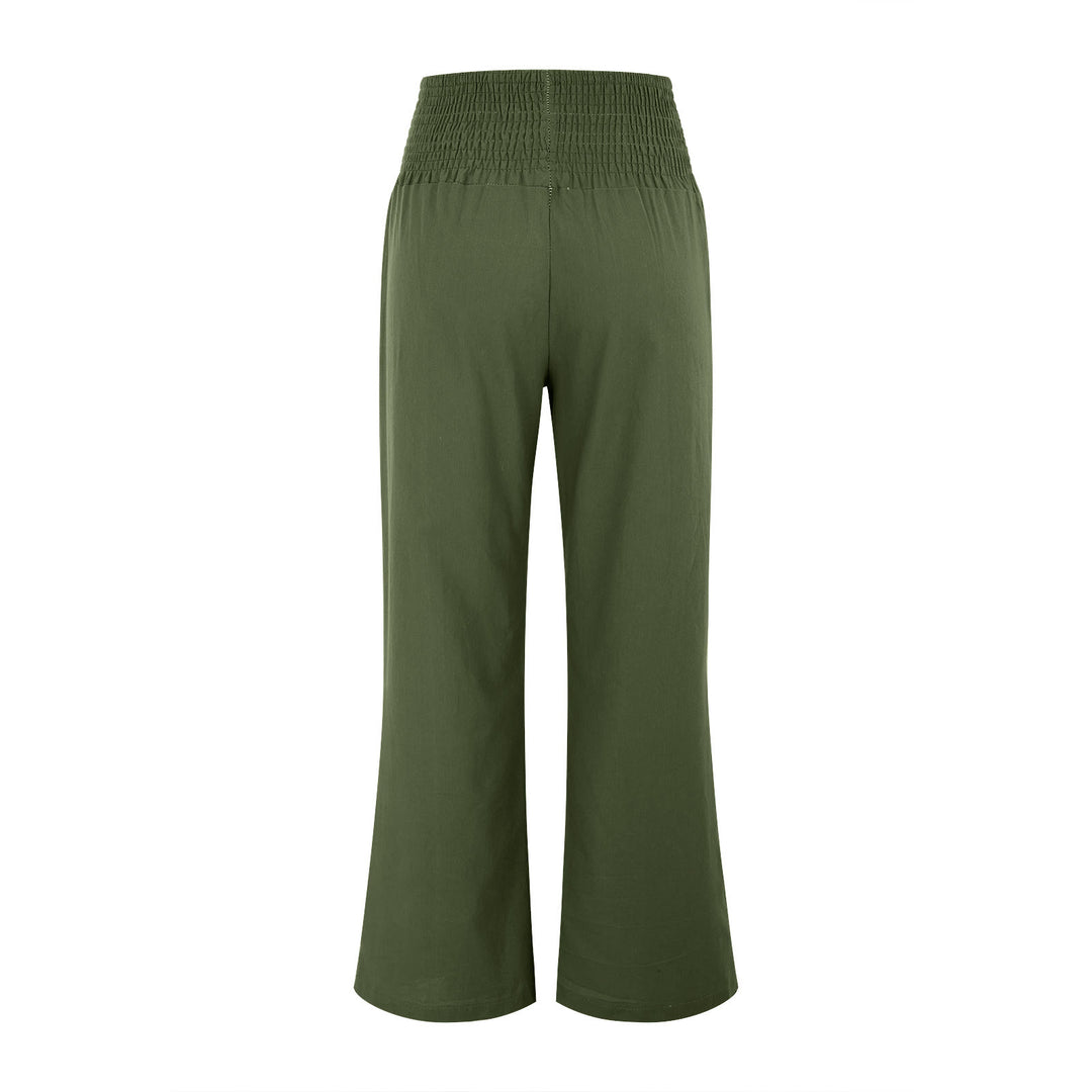 Olivenorma - Pantaloni da salotto da donna a vita alta, larghi e tinta unita, con tasche - image 25