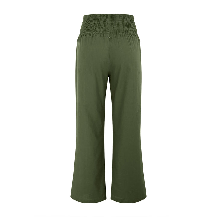 Olivenorma - Pantaloni da salotto da donna a vita alta, larghi e tinta unita, con tasche - image 25