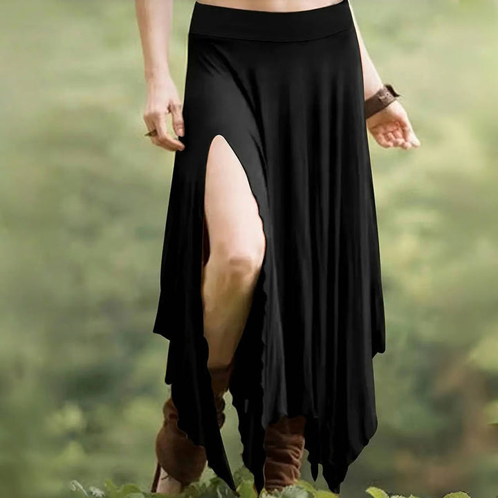 Olivenorma - Abito midi con gonna divisa e coulisse in stile boho - Nero - XXL - image 10