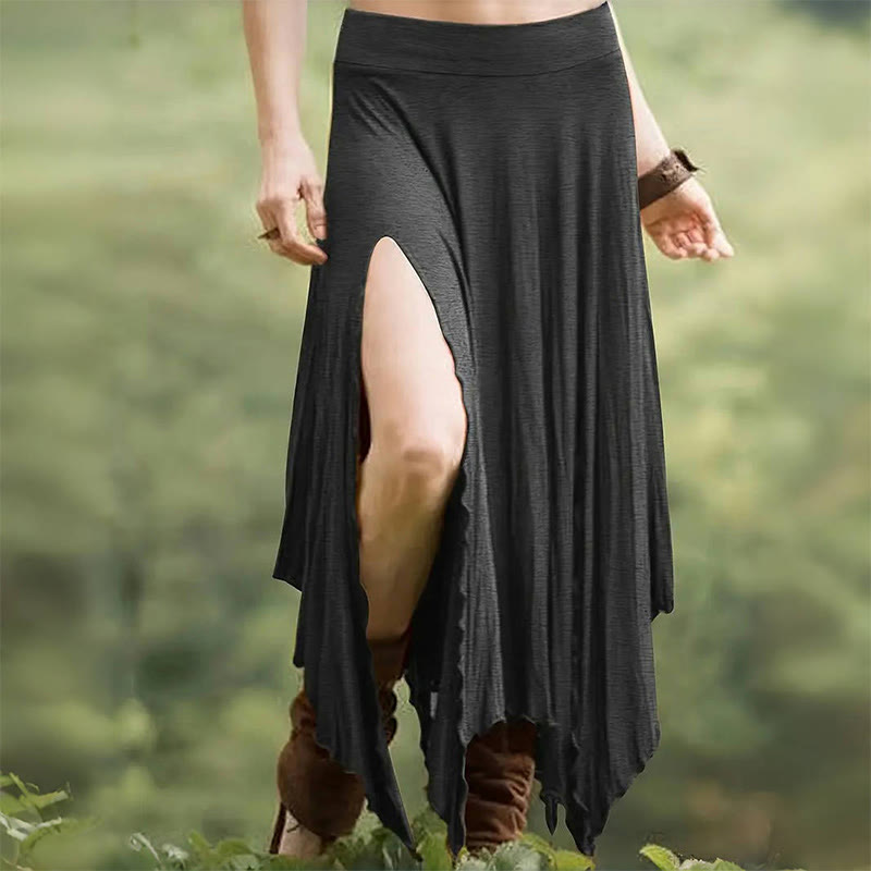Olivenorma - Abito midi con gonna divisa e coulisse in stile boho - Grigio - XXL - image 5