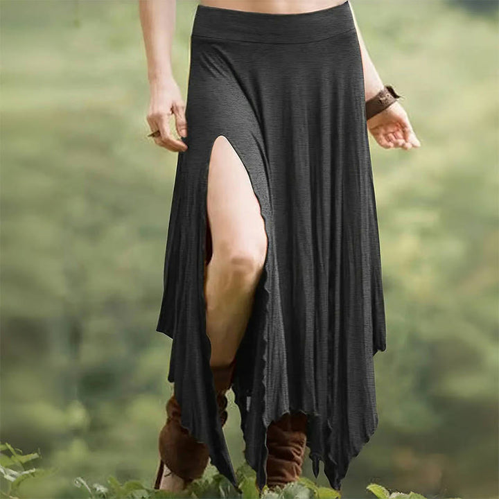 Olivenorma - Abito midi con gonna divisa e coulisse in stile boho - Grigio - XXL - image 5