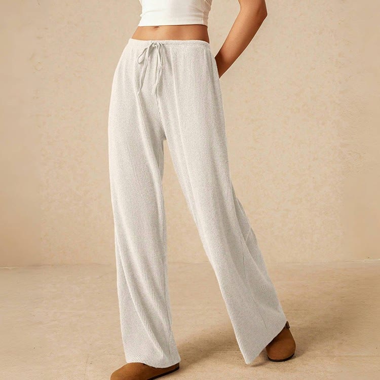 Olivenorma Pantaloni da donna a gamba dritta elasticizzati a vita alta casual tinta unita - Bianco - L - image 10