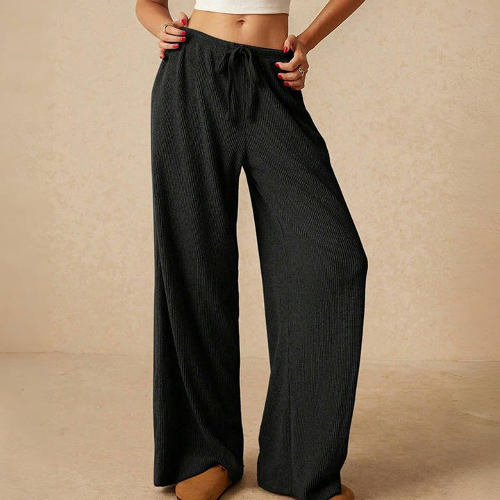 Olivenorma Pantaloni da donna a gamba dritta elasticizzati a vita alta casual tinta unita - image 19