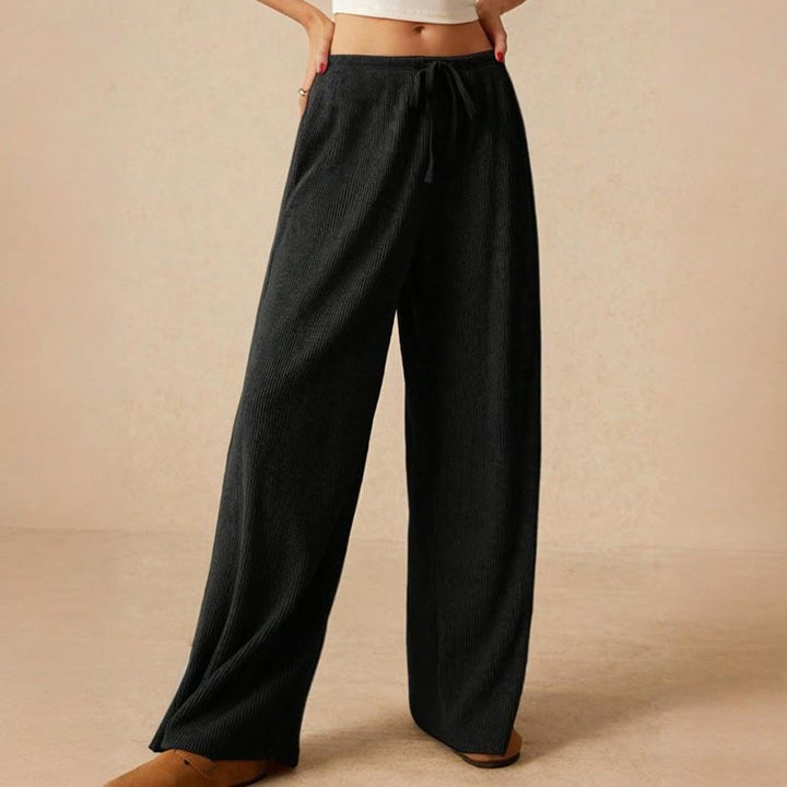 Olivenorma Pantaloni da donna a gamba dritta elasticizzati a vita alta casual tinta unita - image 17