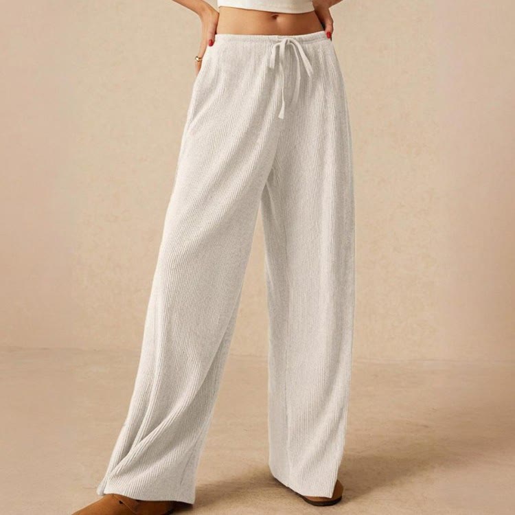 Olivenorma Pantaloni da donna a gamba dritta elasticizzati a vita alta casual tinta unita - image 12