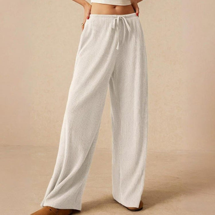 Olivenorma Pantaloni da donna a gamba dritta elasticizzati a vita alta casual tinta unita - image 12