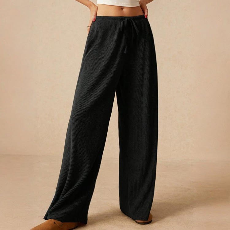Olivenorma Pantaloni da donna a gamba dritta elasticizzati a vita alta casual tinta unita - image 18