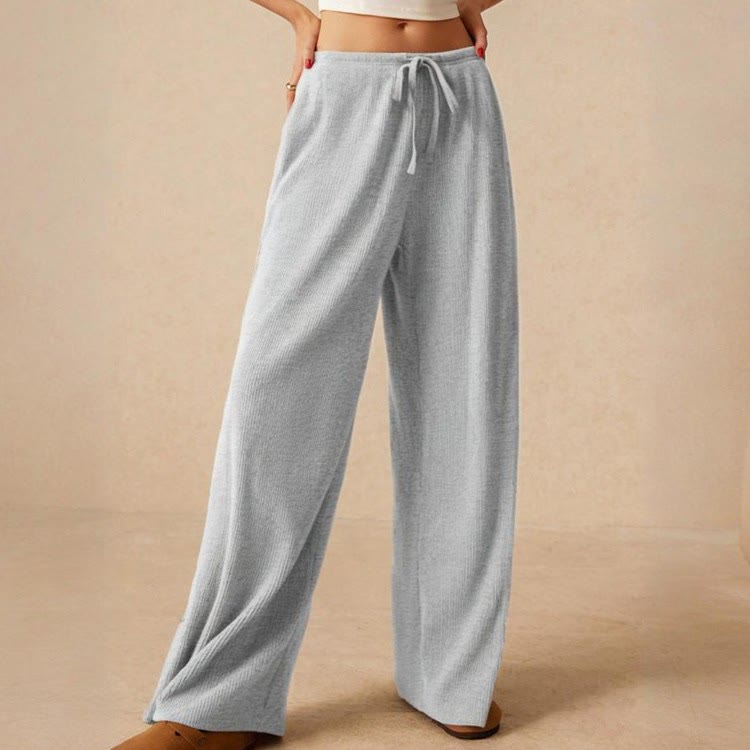 Olivenorma Pantaloni da donna a gamba dritta elasticizzati a vita alta casual tinta unita - image 8