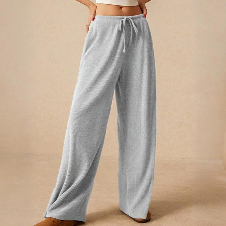 Olivenorma Pantaloni da donna a gamba dritta elasticizzati a vita alta casual tinta unita - image 8