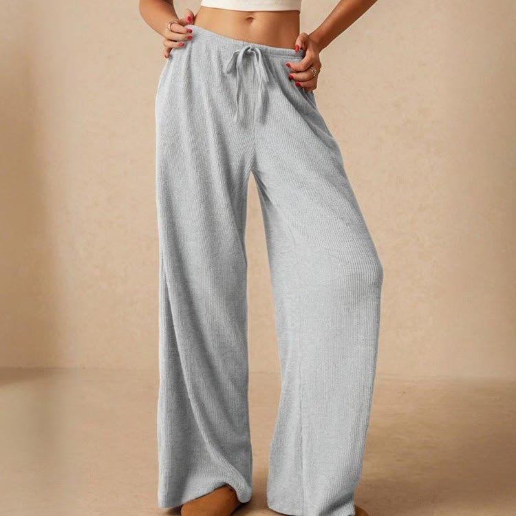 Olivenorma Pantaloni da donna a gamba dritta elasticizzati a vita alta casual tinta unita - image 9