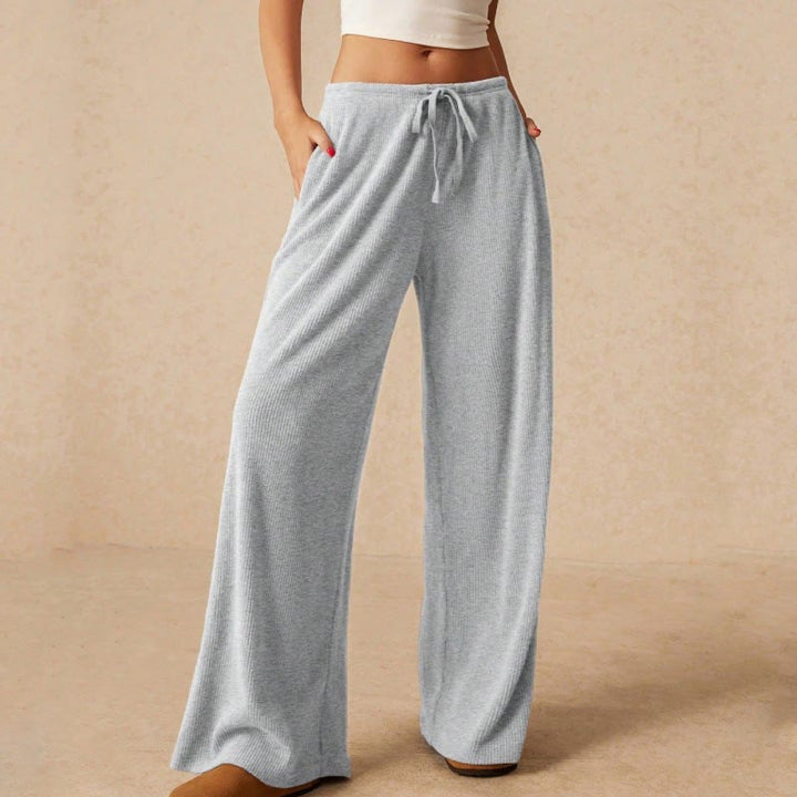Olivenorma Pantaloni da donna a gamba dritta elasticizzati a vita alta casual tinta unita - image 7
