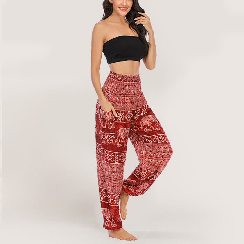 Olivenorma Pantaloni da yoga con elefante in viscosa, pantaloni harem con elastico in vita da donna - image 19