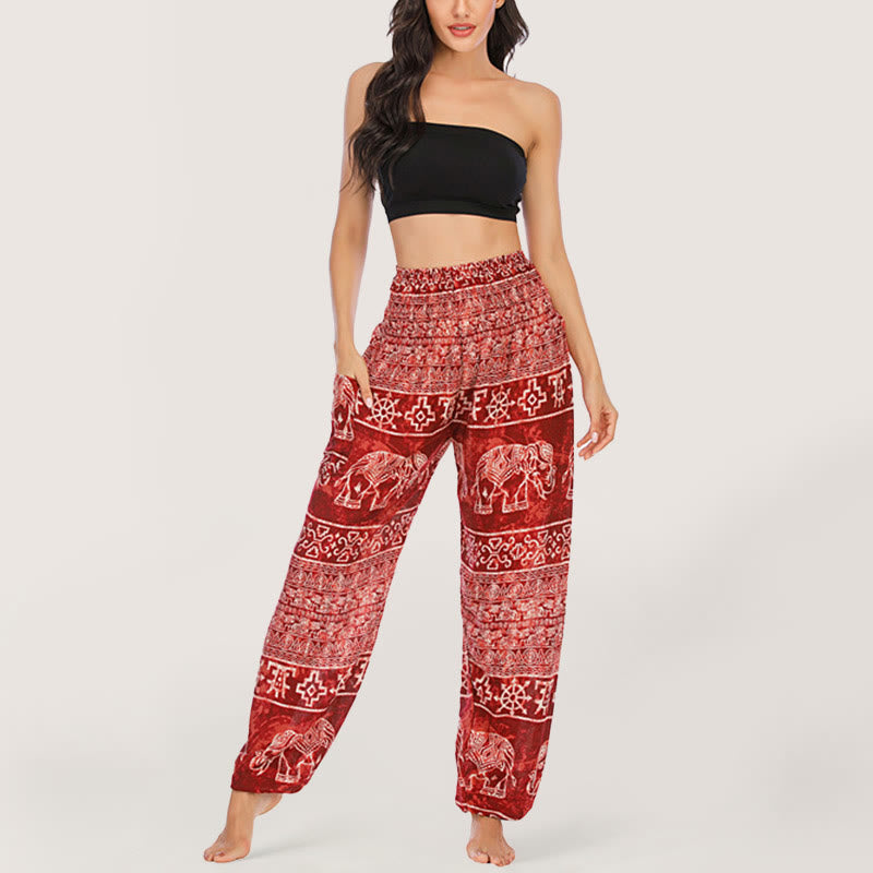 Olivenorma Pantaloni da yoga con elefante in viscosa, pantaloni harem con elastico in vita da donna - image 20