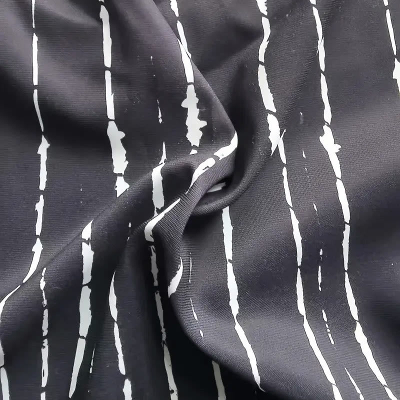 Olivenorma Cardigan da spiaggia largo a righe bianche e nere da uomo - image 4
