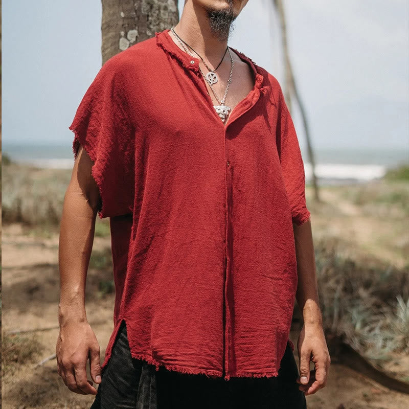 Olivenorma Camicie a maniche corte casual estive da uomo con bottoni - Rosso - 3XL - image 4