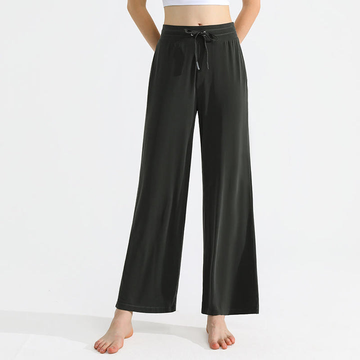 Olivenorma - Pantaloni da yoga da donna con coulisse e drappeggio in tinta unita - image 5