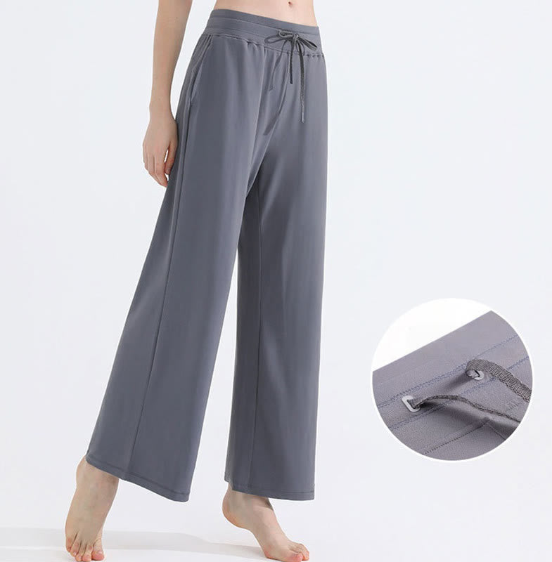 Olivenorma Pantaloni da donna larghi, casual e tinta unita, in tessuto spazzolato
