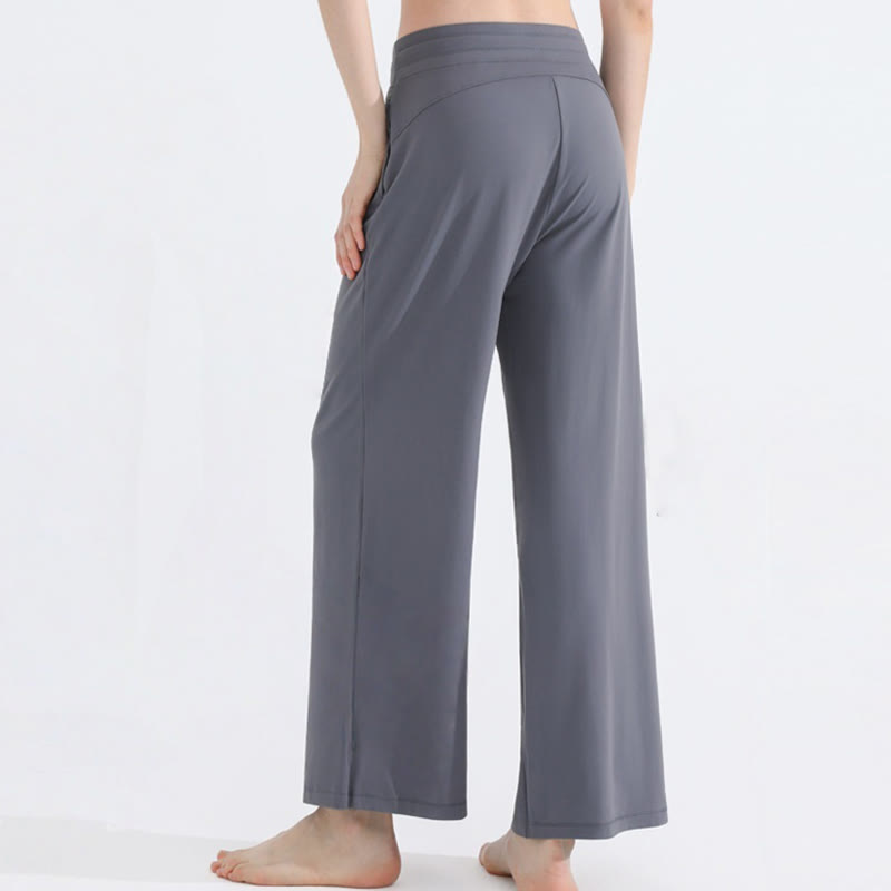 Olivenorma Pantaloni da donna larghi, casual e tinta unita, in tessuto spazzolato