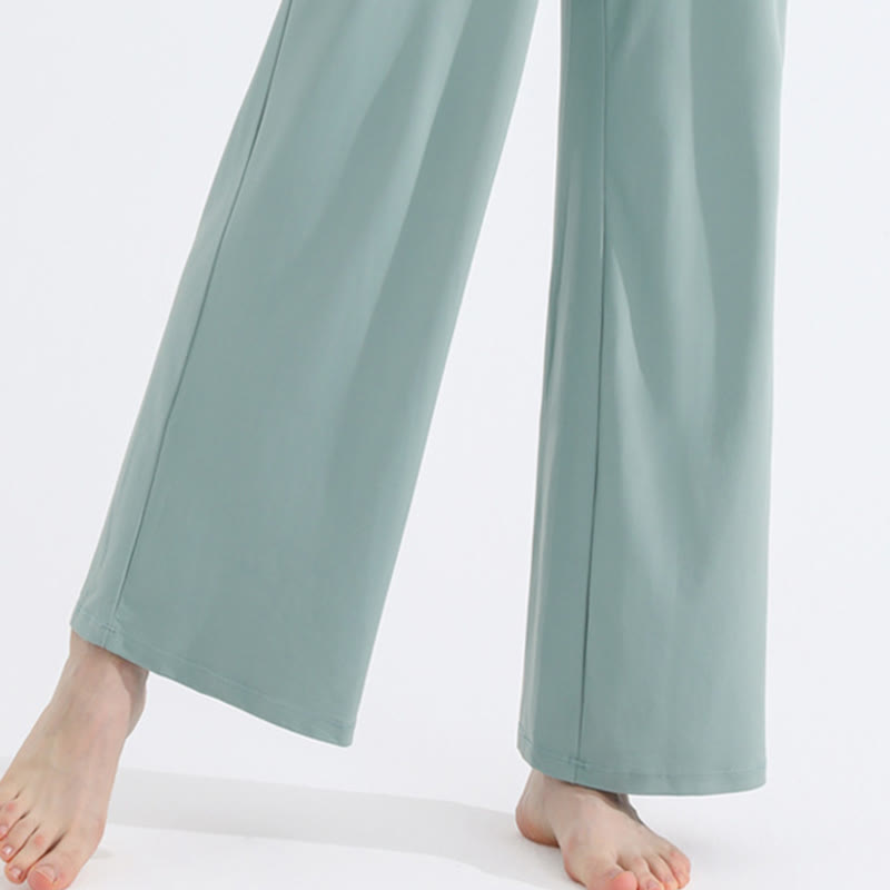 Olivenorma Pantaloni da donna larghi, casual e tinta unita, in tessuto spazzolato