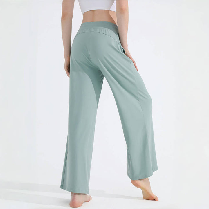 Olivenorma Pantaloni da donna larghi, casual e tinta unita, in tessuto spazzolato