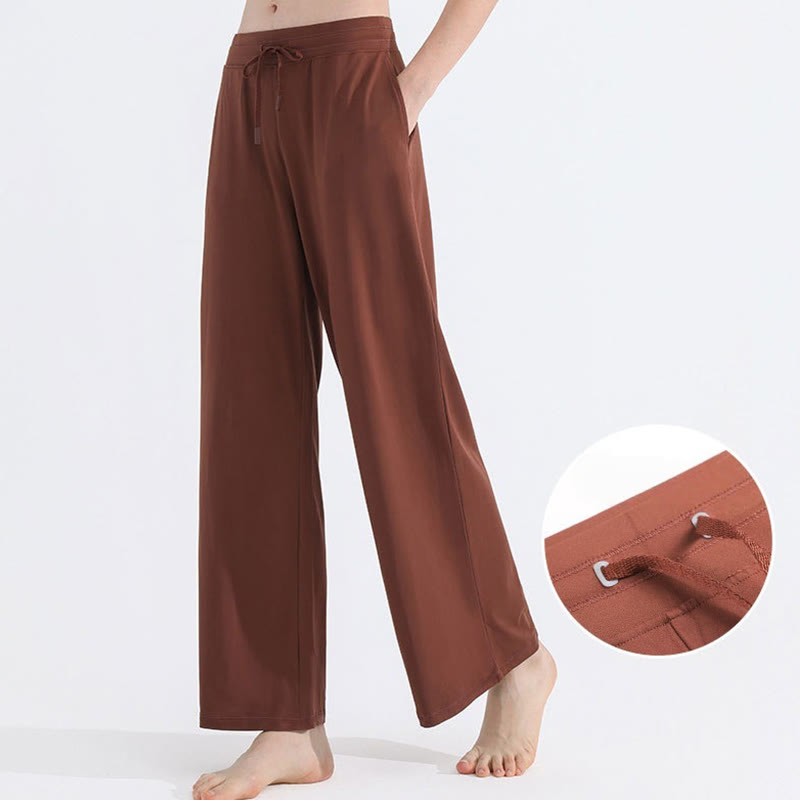 Olivenorma Pantaloni da donna larghi, casual e tinta unita, in tessuto spazzolato