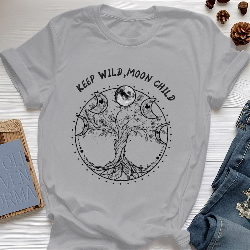 Magliette Olivenorma "KEEP WILD, MOON CHILD" con fasi lunari dell'Albero della Vita - Grigio - 2XL - image 8