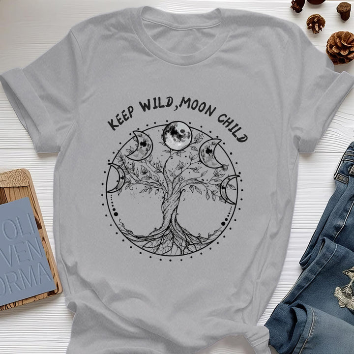 Magliette Olivenorma "KEEP WILD, MOON CHILD" con fasi lunari dell'Albero della Vita - Grigio - 2XL - image 8