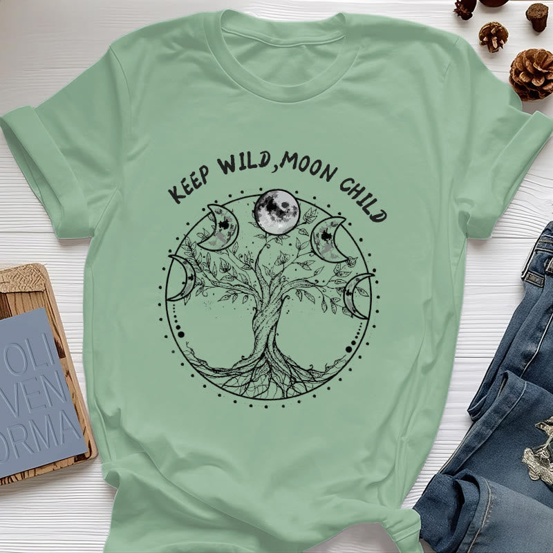 Magliette Olivenorma "KEEP WILD, MOON CHILD" con fasi lunari dell'Albero della Vita - Verde chiaro - 2XL - image 17
