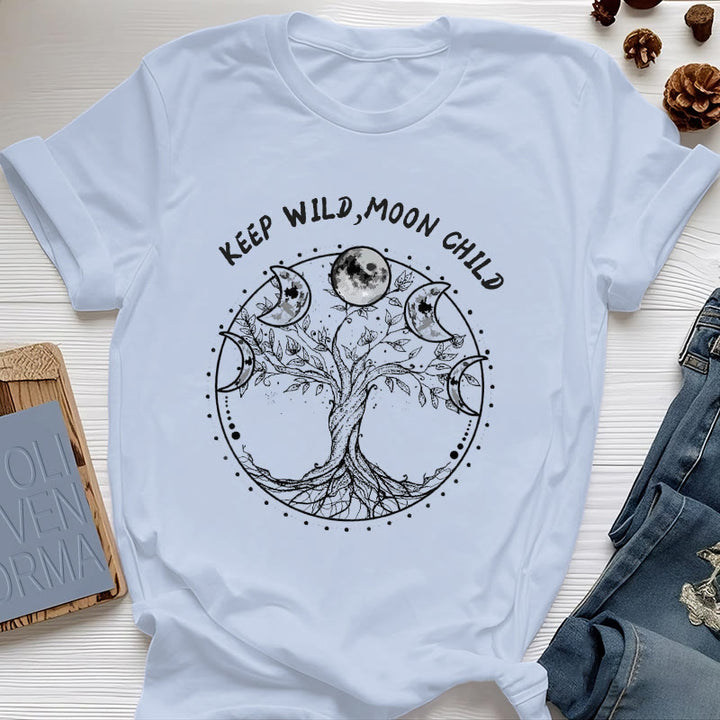 Magliette Olivenorma "KEEP WILD, MOON CHILD" con fasi lunari dell'Albero della Vita - Blu - 2XL - image 12