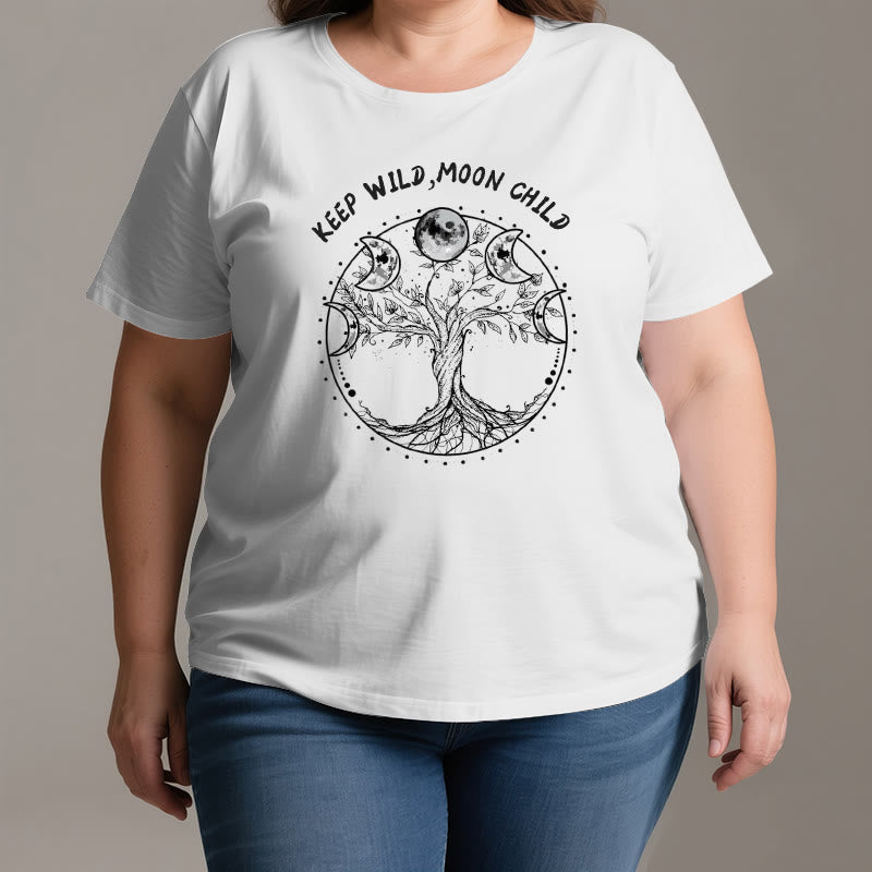Magliette Olivenorma "KEEP WILD, MOON CHILD" con fasi lunari dell'Albero della Vita - image 4