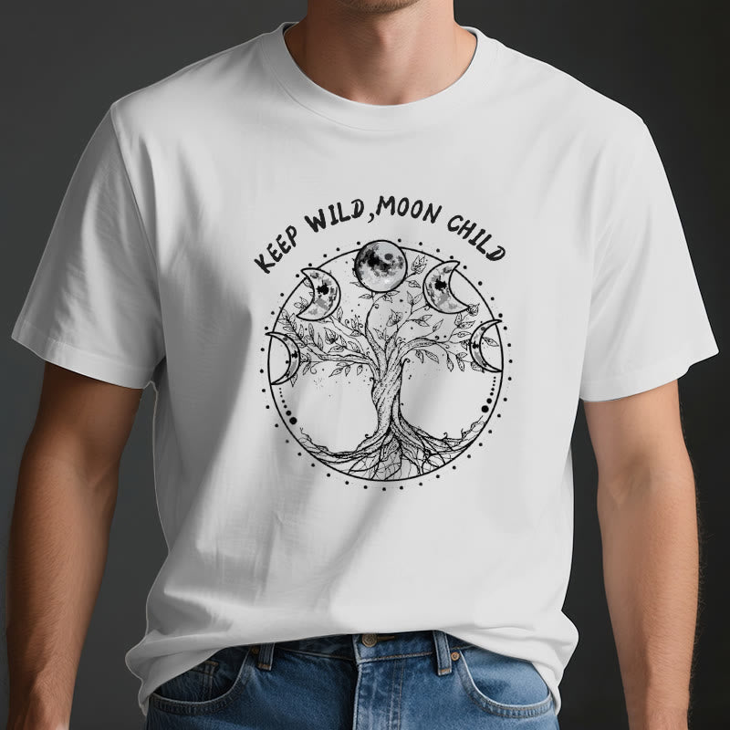 Magliette Olivenorma "KEEP WILD, MOON CHILD" con fasi lunari dell'Albero della Vita - image 3