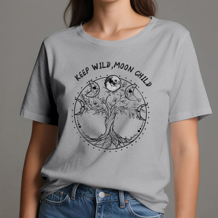 Magliette Olivenorma "KEEP WILD, MOON CHILD" con fasi lunari dell'Albero della Vita - image 9