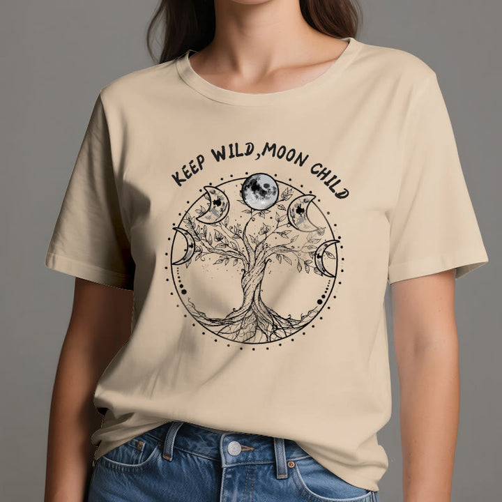 Magliette Olivenorma "KEEP WILD, MOON CHILD" con fasi lunari dell'Albero della Vita - image 11
