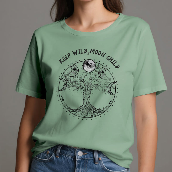Magliette Olivenorma "KEEP WILD, MOON CHILD" con fasi lunari dell'Albero della Vita - image 19