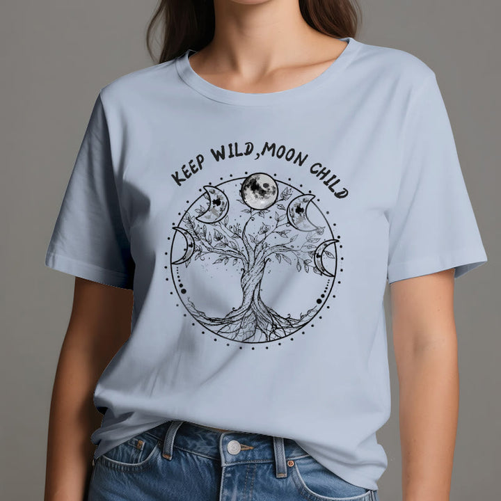 Magliette Olivenorma "KEEP WILD, MOON CHILD" con fasi lunari dell'Albero della Vita - image 12