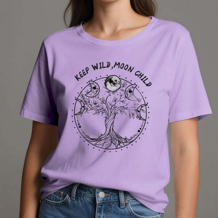Magliette Olivenorma "KEEP WILD, MOON CHILD" con fasi lunari dell'Albero della Vita - image 17