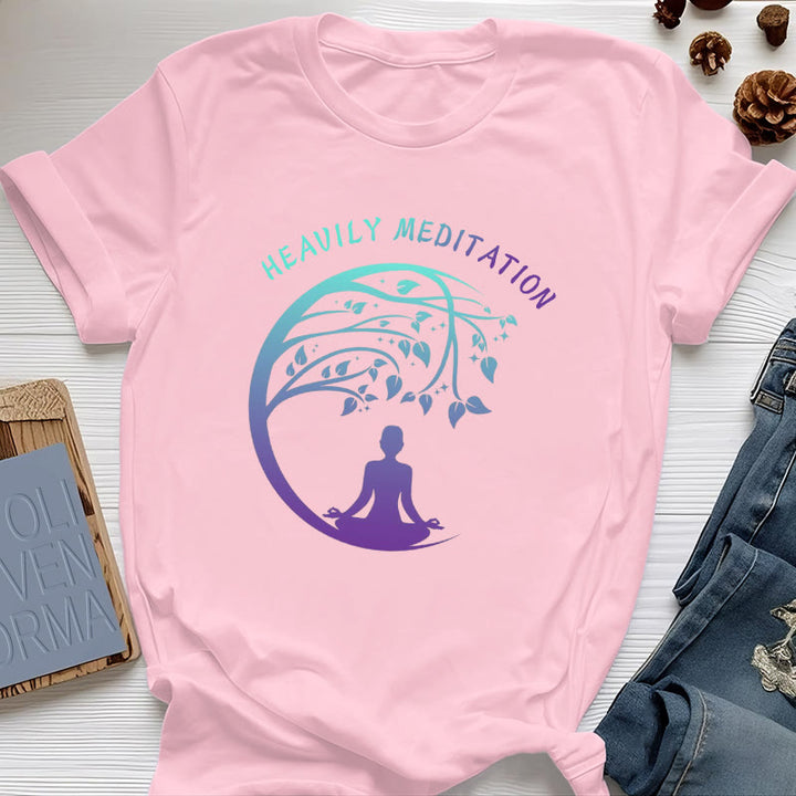 Maglietta yoga "HEAVILY MEDITATION" Olivenorma con l'Albero della Vita  - Rosa - 2XL - image 14