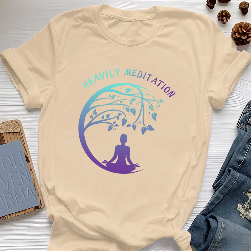 Maglietta yoga "HEAVILY MEDITATION" Olivenorma con l'Albero della Vita  - Giallo - 2XL - image 10