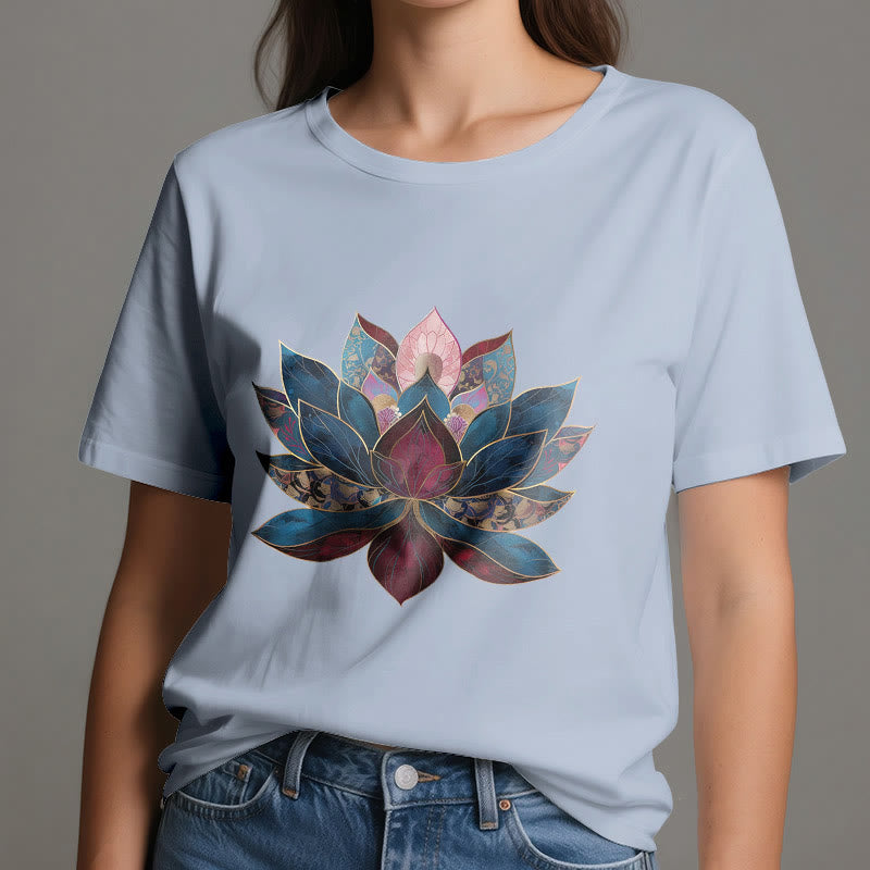 T-shirt Olivenorma Buddismo Zen con fiore di loto