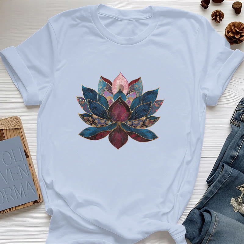 T-shirt Olivenorma Buddismo Zen con fiore di loto - Blu - 2XL - image 10