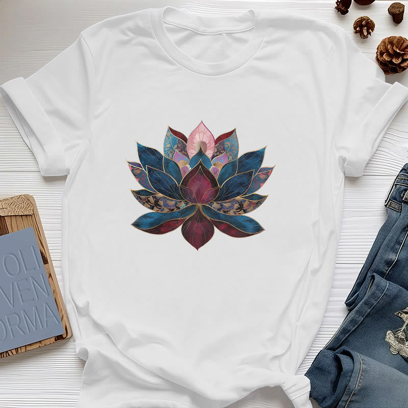 T-shirt Olivenorma Buddismo Zen con fiore di loto - Bianco - 2XL - image 0