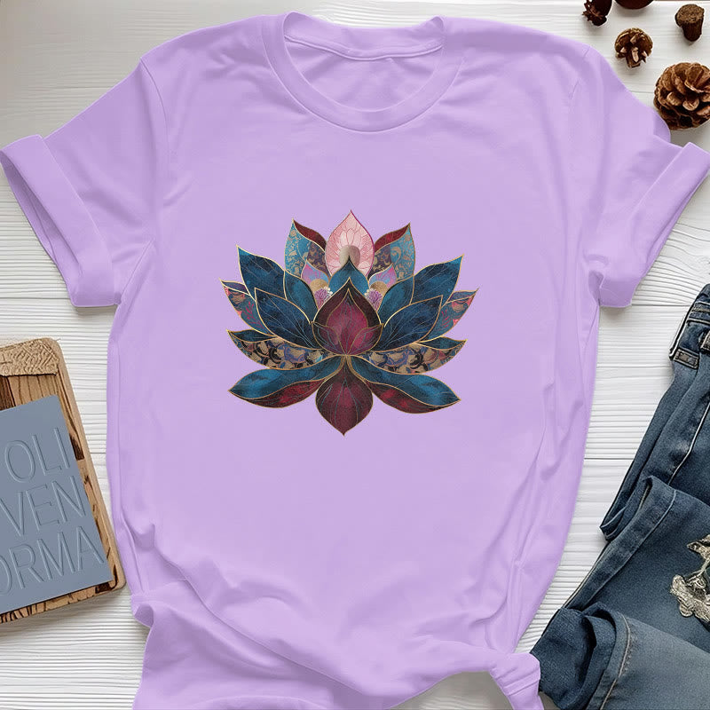 T-shirt Olivenorma Buddismo Zen con fiore di loto