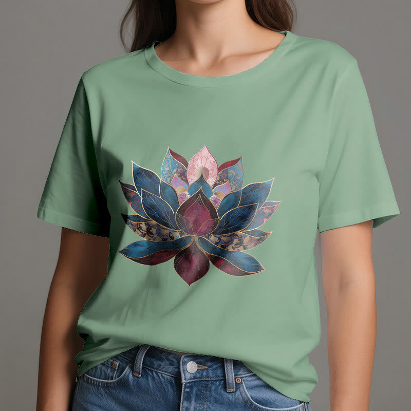 T-shirt Olivenorma Buddismo Zen con fiore di loto - image 17