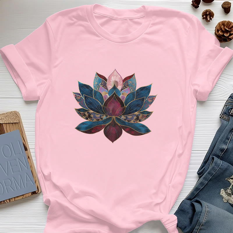 T-shirt Olivenorma Buddismo Zen con fiore di loto