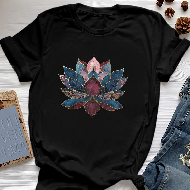 T-shirt Olivenorma Buddismo Zen con fiore di loto - Nero - 2XL - image 4
